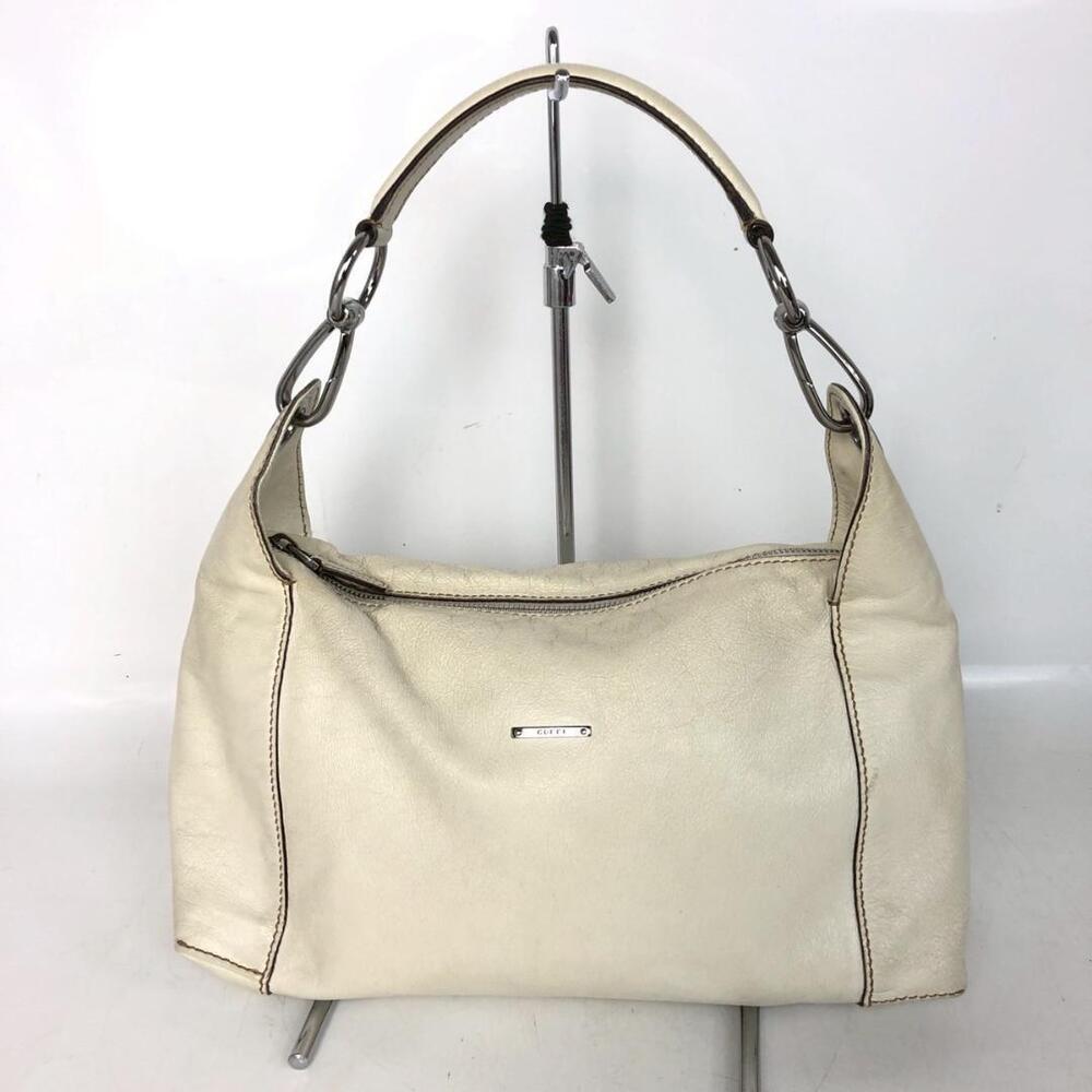 GUCCI White Leather Handbag Hobo Bag